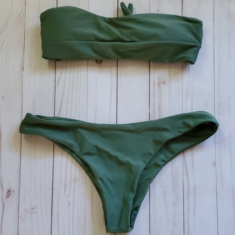 Zaful khaki medium baudeau top 2 piece suit